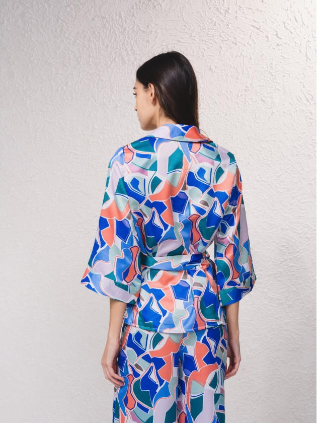 Casaco acetinado com estampado