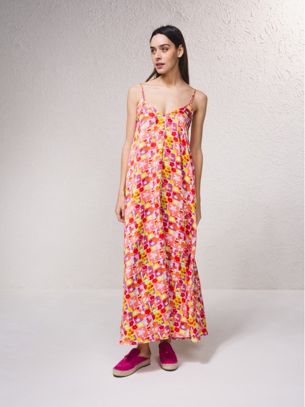 Long, satiny dress