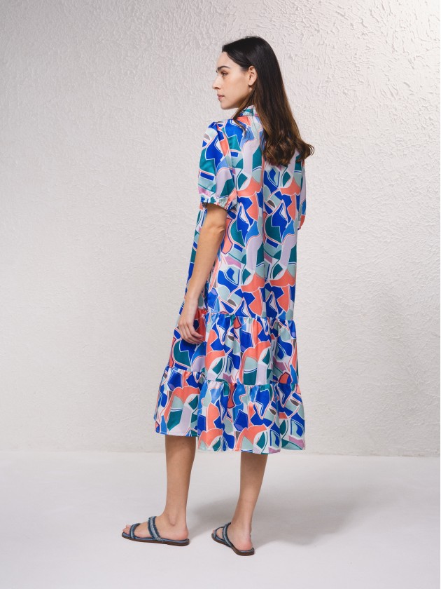 Vestido midi com estampado