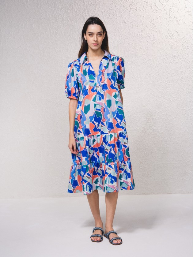 Vestido midi com estampado