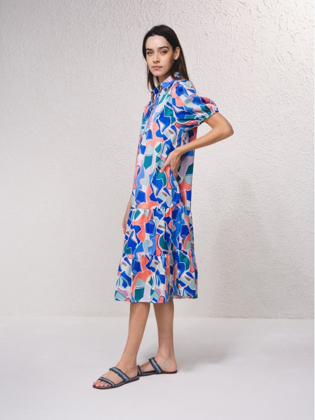 Vestido midi com estampado