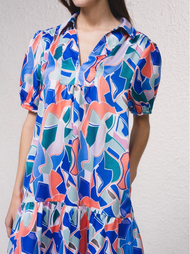 Vestido midi com estampado