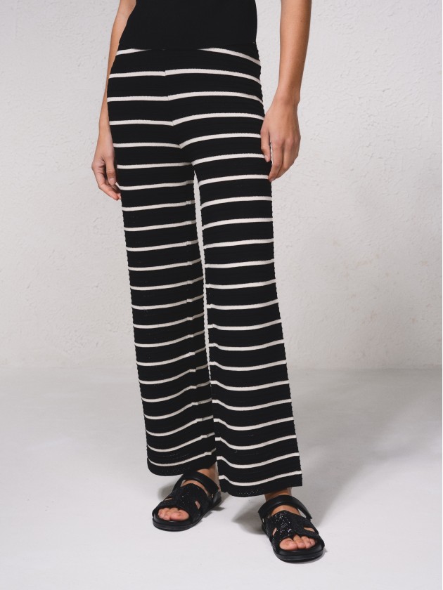 Pantalon en maille raye