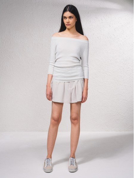 Off-the-shoulder lurex sweater