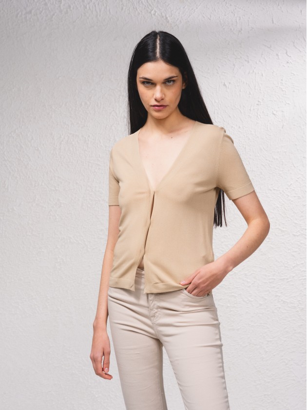 Cardigan em malha fina