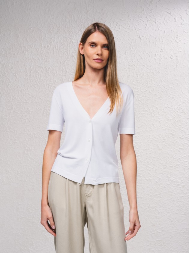 Cardigan em malha fina