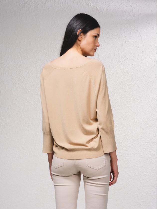 Camisola de malha com decote em v