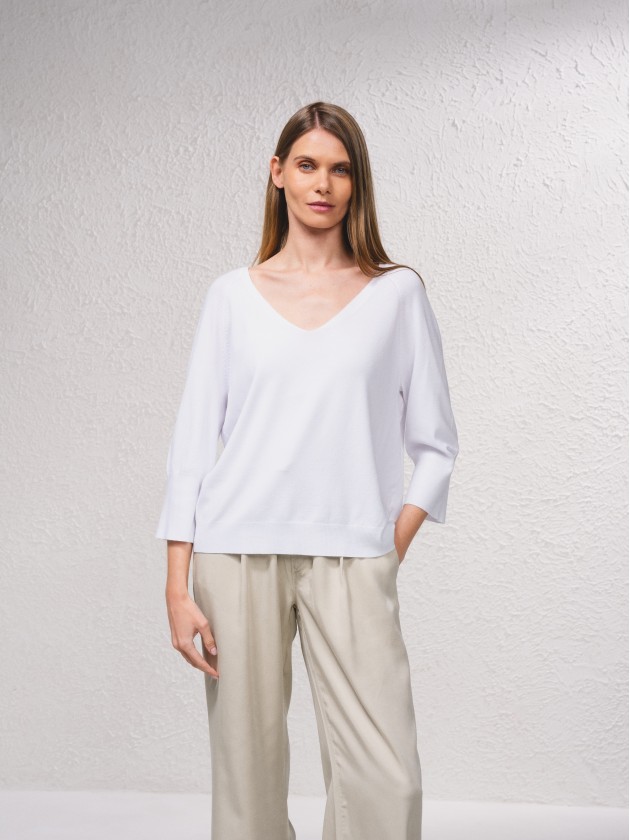 Pull en maille col v