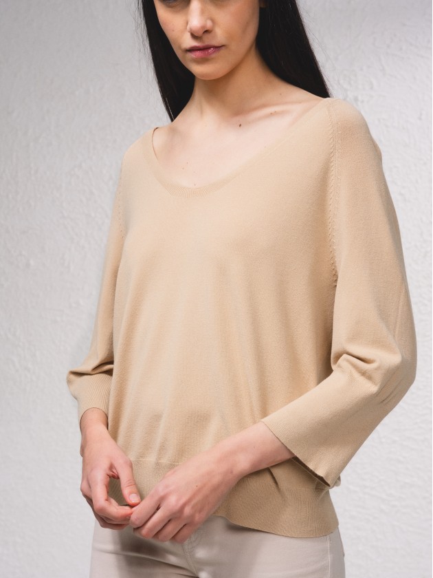 Camisola de malha com decote em v