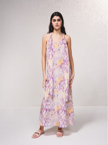 Robe en actine avec dcote en v