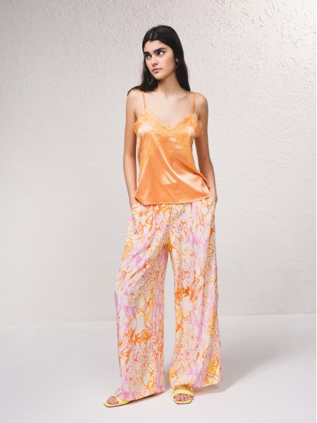 Satin pants with print