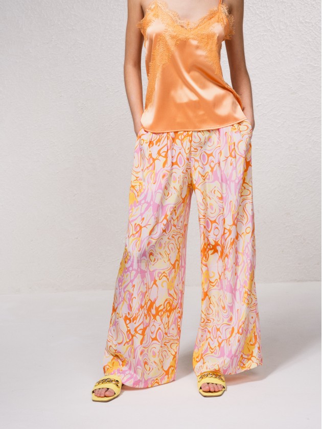 Satin pants with print