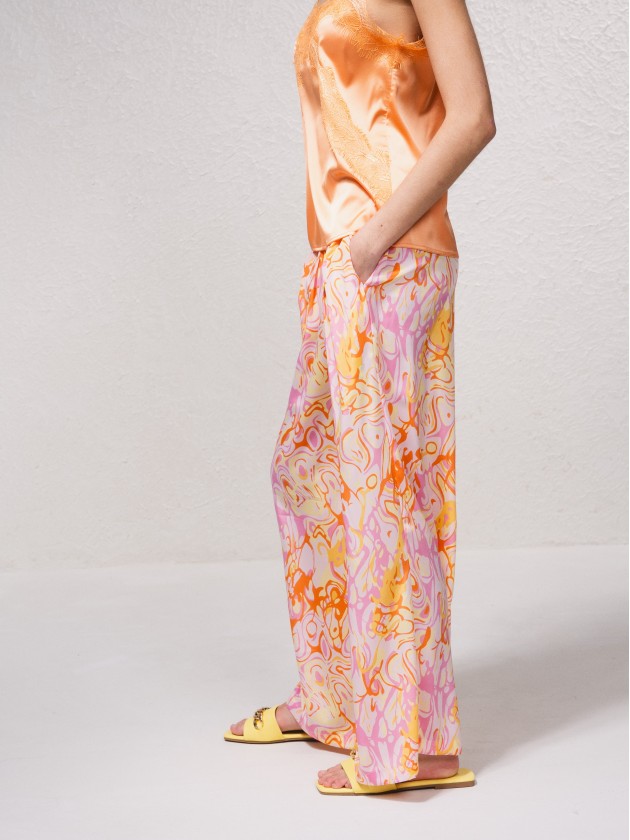 Satin pants with print