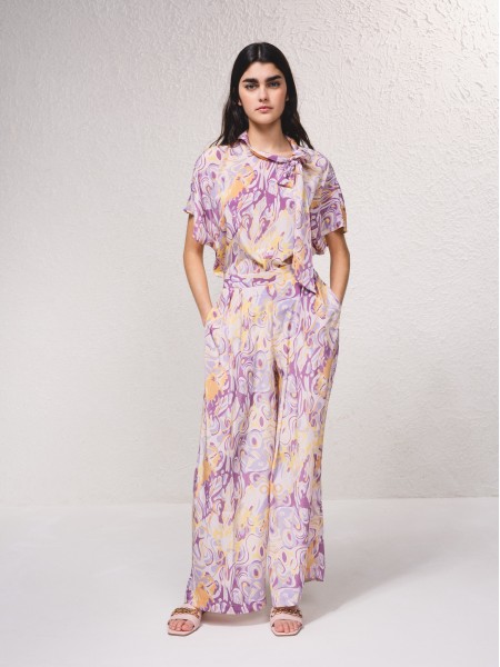 Satin pants with print