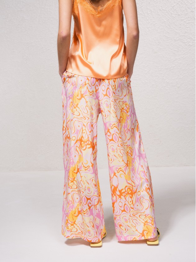 Satin pants with print