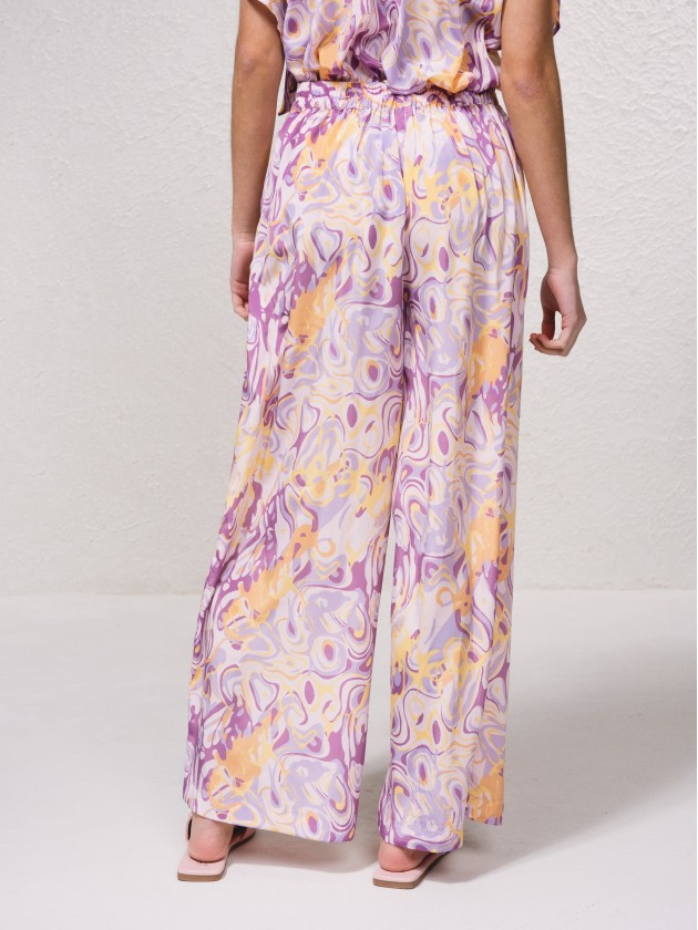Satin pants with print