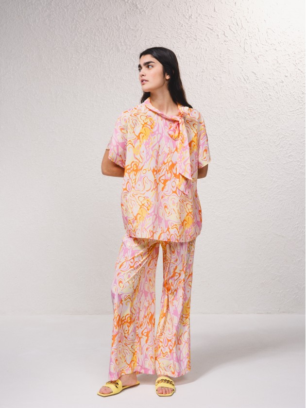 Blouse en satin imprim