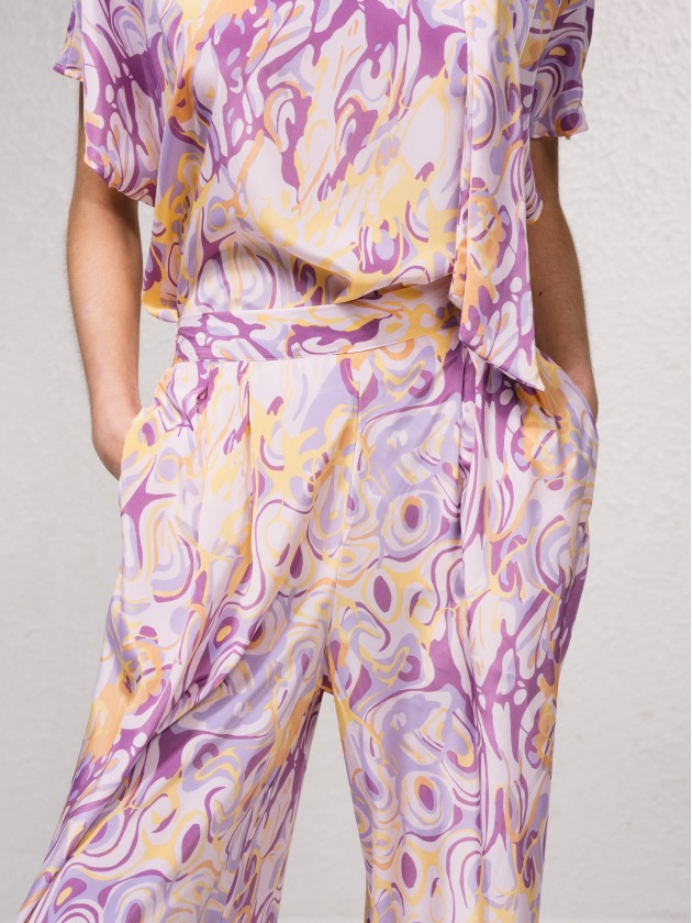 Satin pants with print