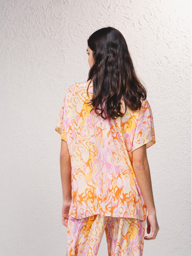 Blouse en satin imprim