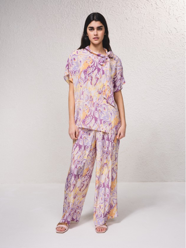Blouse en satin imprim