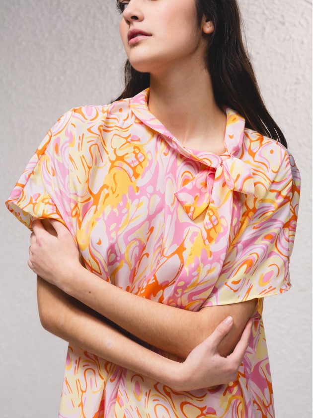 Blouse en satin imprim