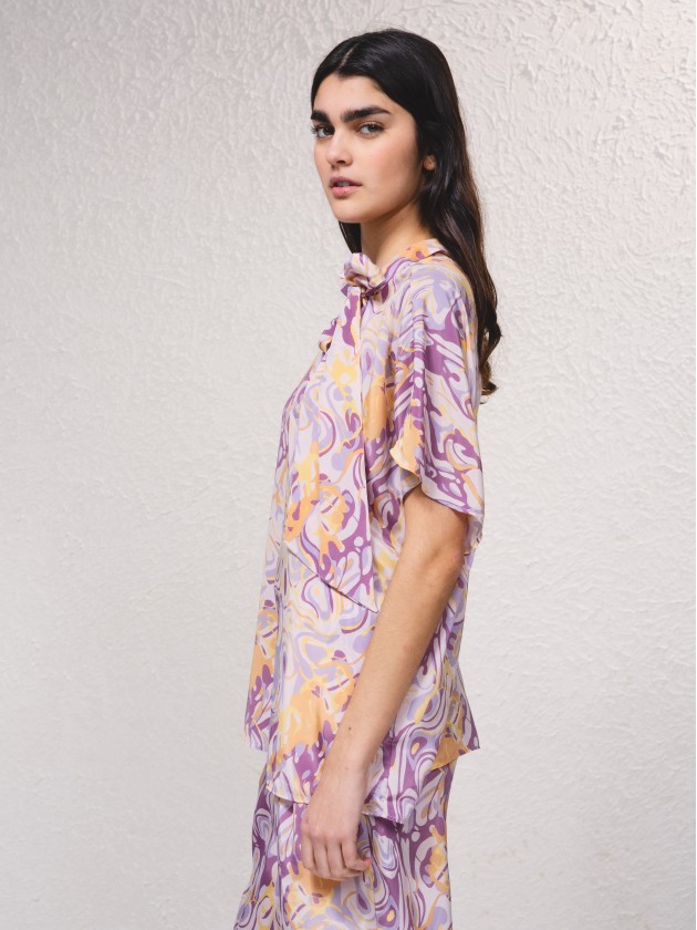 Blouse en satin imprim
