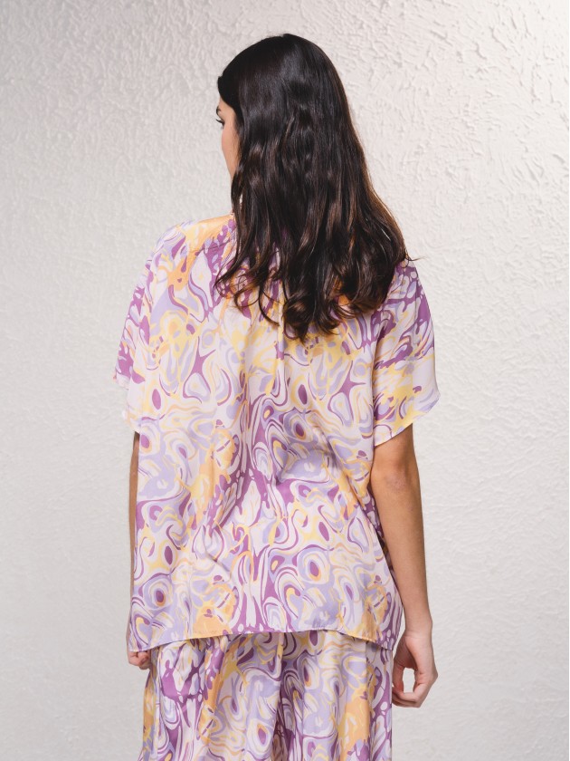 Blouse en satin imprim