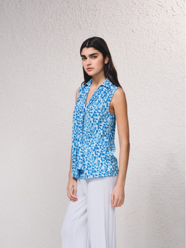 Blouse en satin imprim