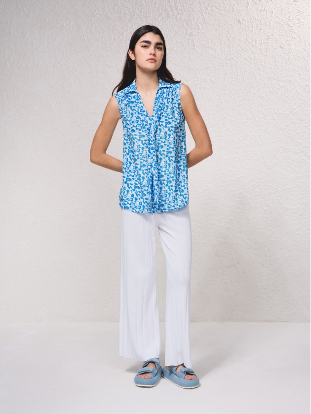 Blouse en satin imprim