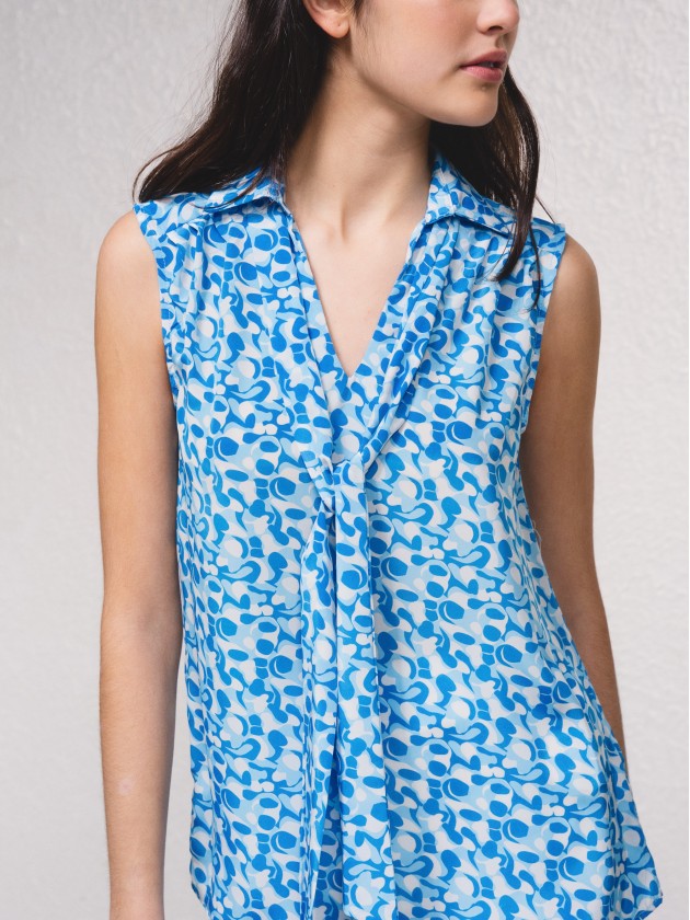 Blouse en satin imprim