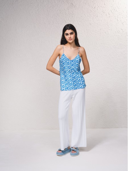 Top acetinado estampado