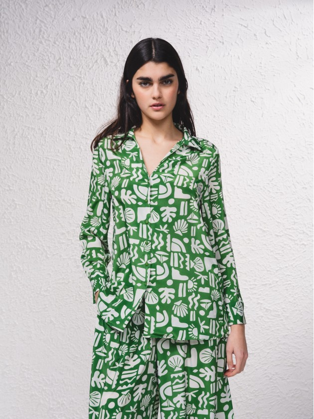 Blouse en satin imprim