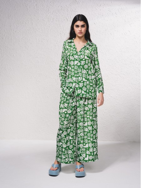 Printed satin blouse