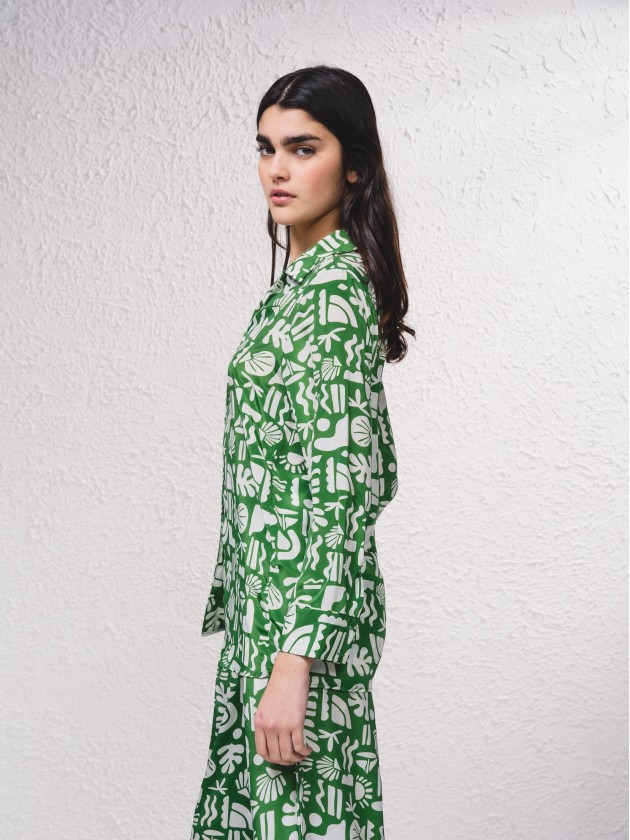 Blouse en satin imprim