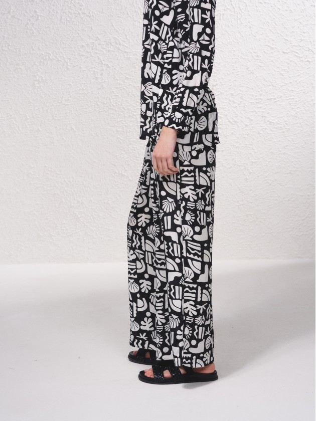Pantalon en satin avec imprim
