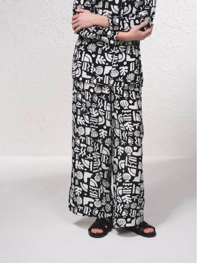 Pantalon en satin avec imprim