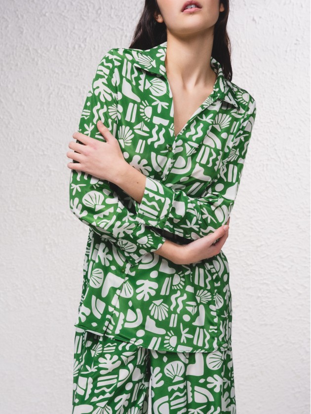 Blouse en satin imprim