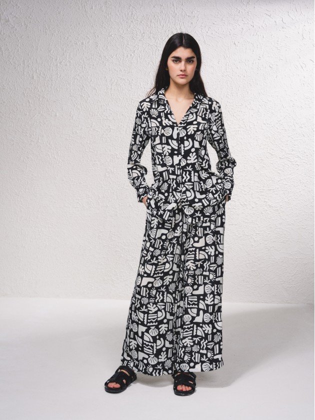 Pantalon en satin avec imprim
