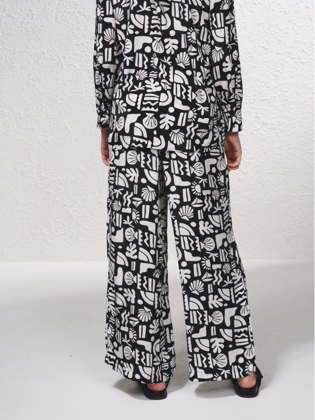 Pantalon en satin avec imprim