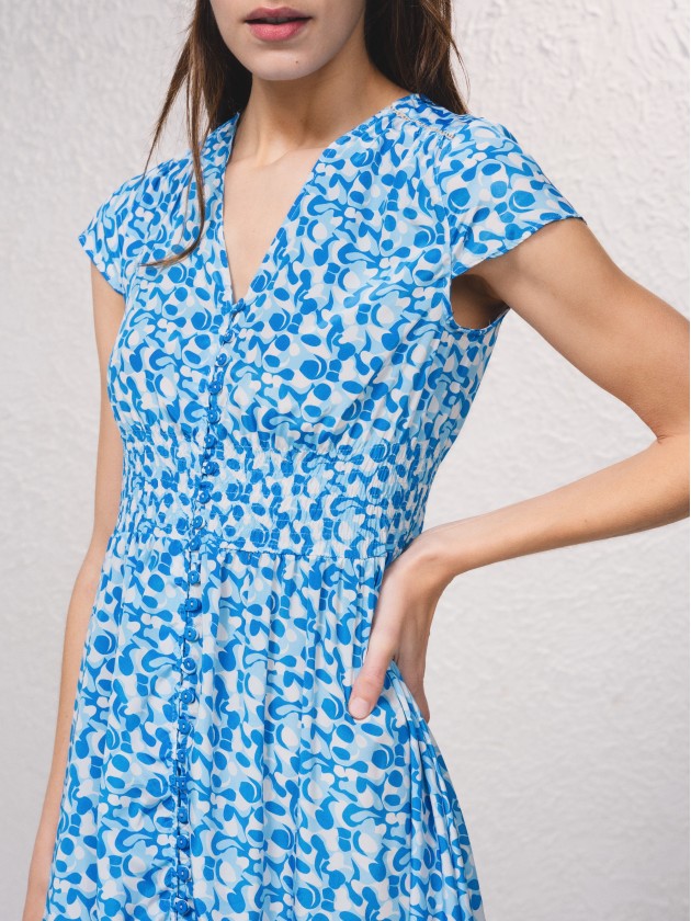Long satin dress with print