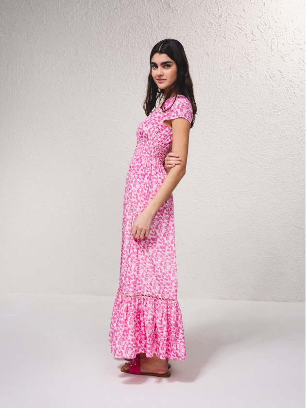 Robe longue en satin avec imprim