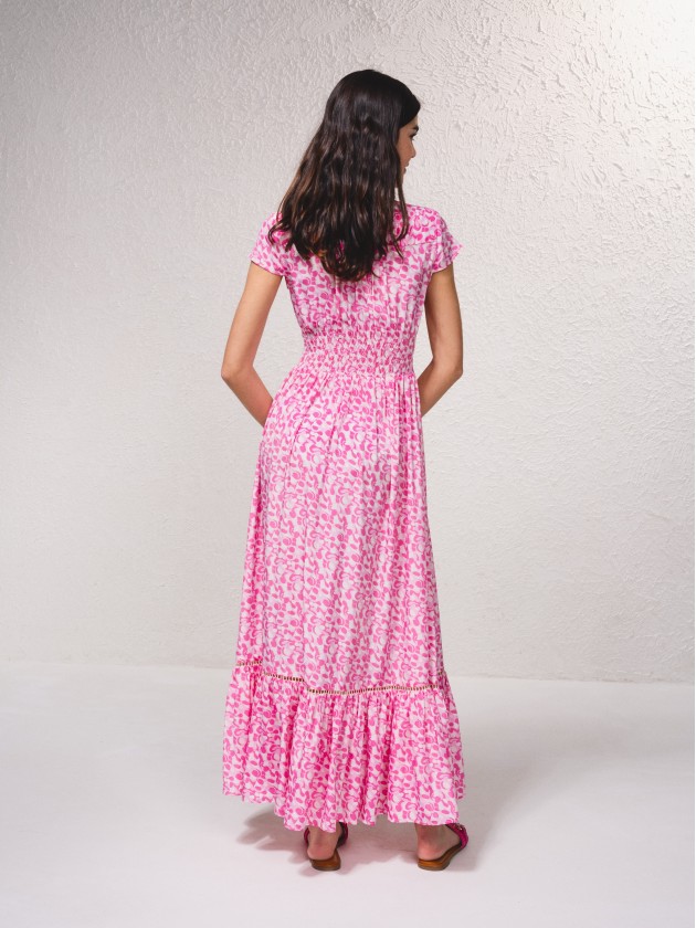 Robe longue en satin avec imprim