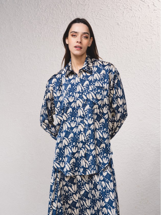 Blouse imprime en satin
