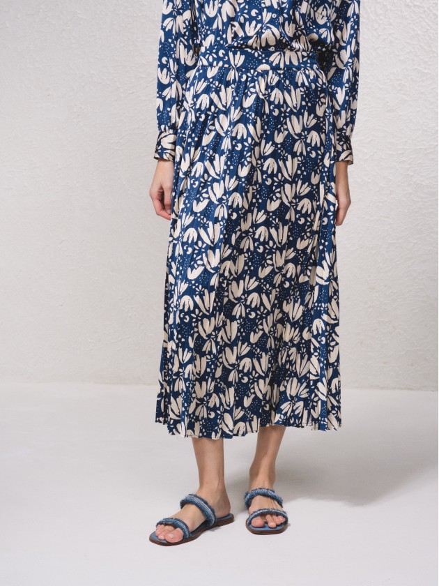 Saia estampada plissada