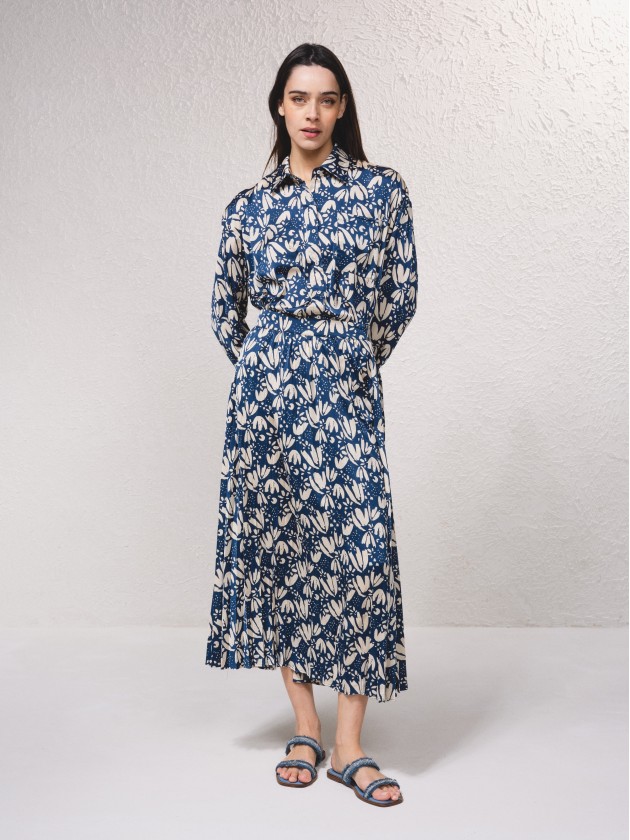 Saia estampada plissada