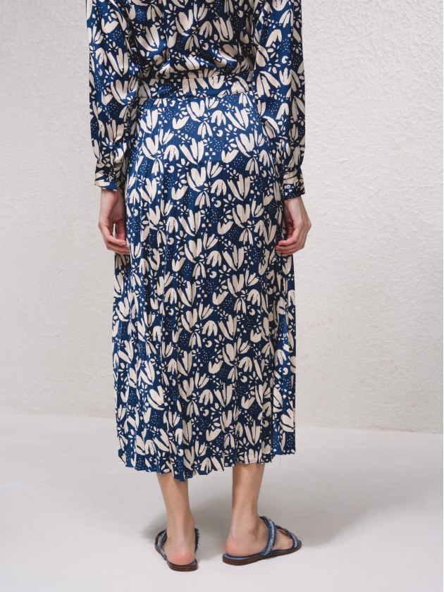 Saia estampada plissada