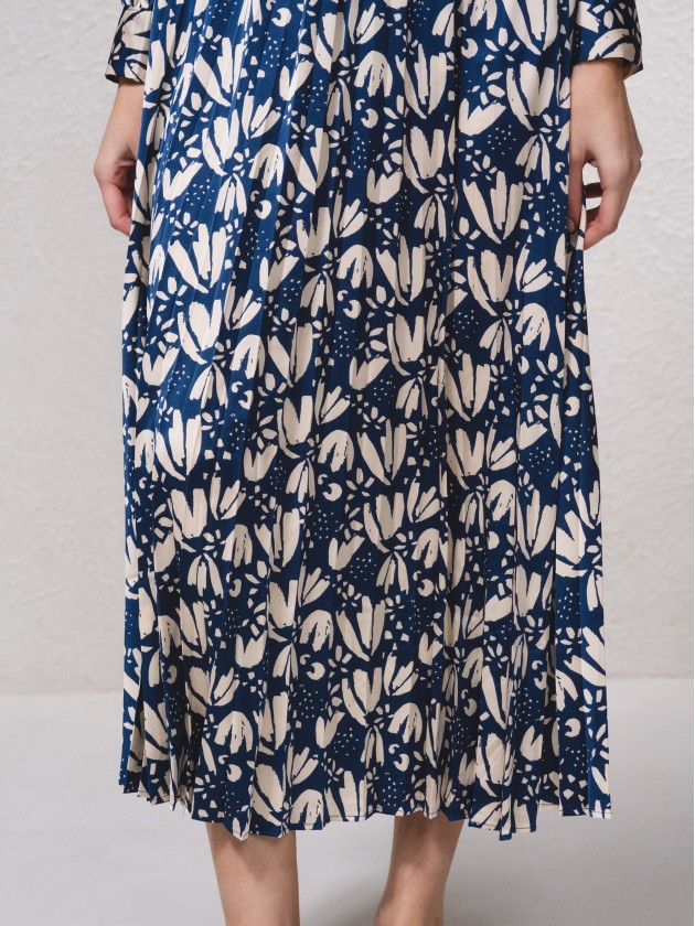Saia estampada plissada