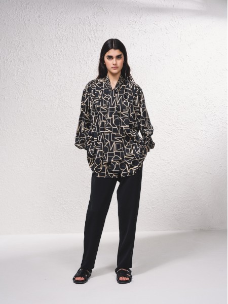 Tnica estampada com lao
