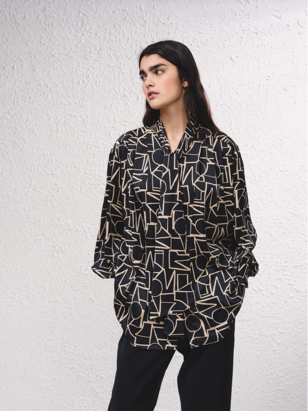 Tnica estampada com lao