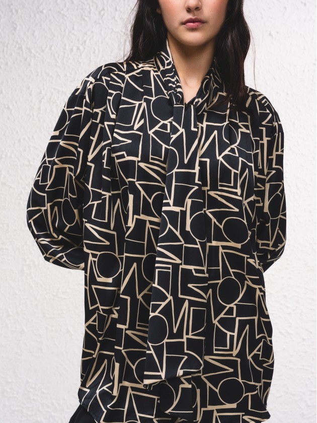 Tnica estampada com lao
